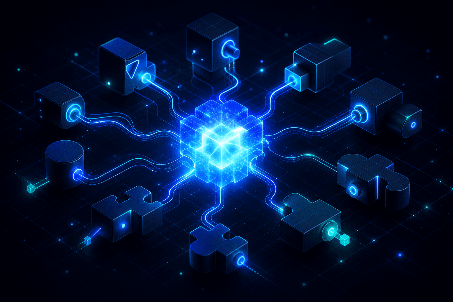 A flexible integration core reshaping around many modular connectors