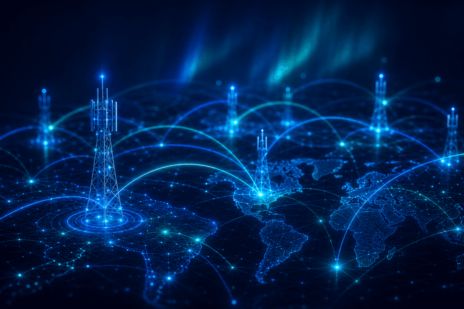 Telecom network with real-time KPI feeds flowing to operational systems